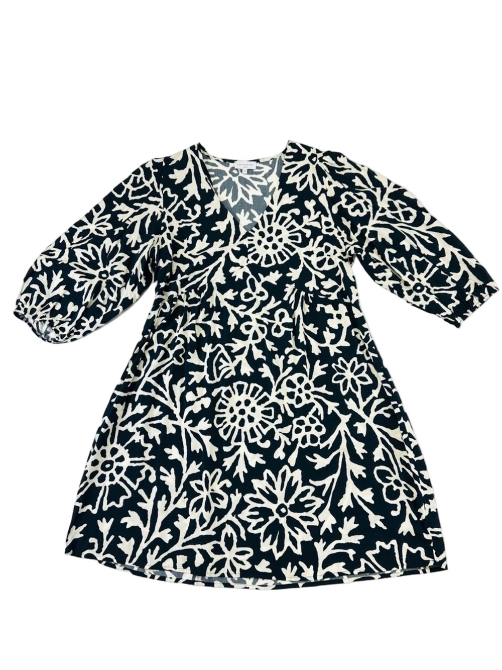 La Fee Maraboutee dress Puff sleeve Medium Woodblock print Abstract Floral